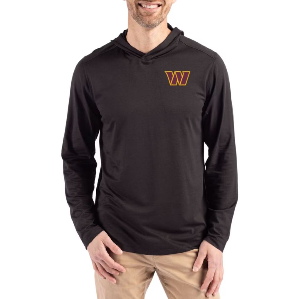 Men 2026 NFL Washington Commanders Hooded long sleeved T-shirt brown 001